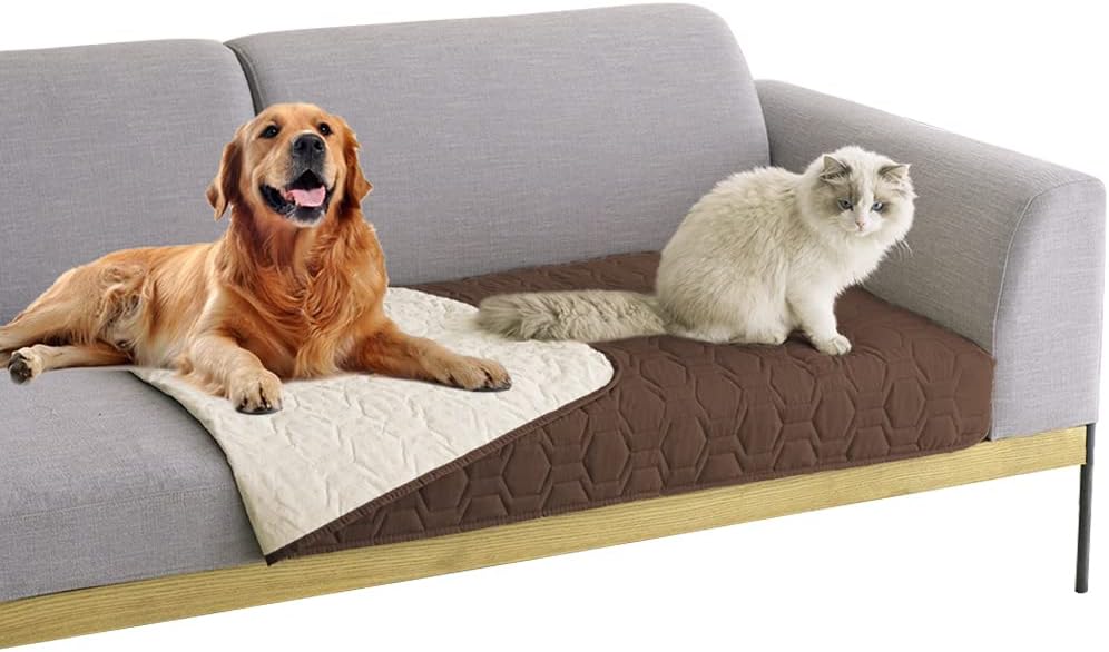 Tcksstex Waterproof and Anti-Slip Dog Bed Cover and Pet Blanket Sofa Pet Bed Mat ，car Incontinence Mattress Protectors Furniture Couch Cover for Most Cats Dogs, Pets（52x82-Ivory）