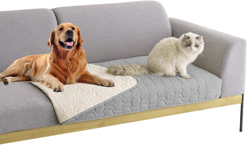 Tcksstex Waterproof and Anti-Slip Dog Bed Cover and Pet Blanket Sofa Pet Bed Mat ，car Incontinence Mattress Protectors Furniture Couch Cover for Most Cats Dogs, Pets（52x82-Ivory）