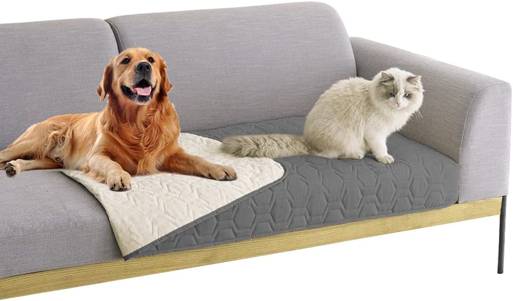 Tcksstex Waterproof and Anti-Slip Dog Bed Cover and Pet Blanket Sofa Pet Bed Mat ，car Incontinence Mattress Protectors Furniture Couch Cover for Most Cats Dogs, Pets（52x82-Ivory）