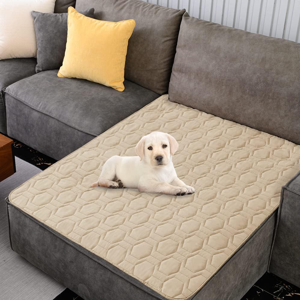 Tcksstex Waterproof and Anti-Slip Dog Bed Cover and Pet Blanket Sofa Pet Bed Mat ，car Incontinence Mattress Protectors Furniture Couch Cover for Most Cats Dogs, Pets（52x82-Ivory）