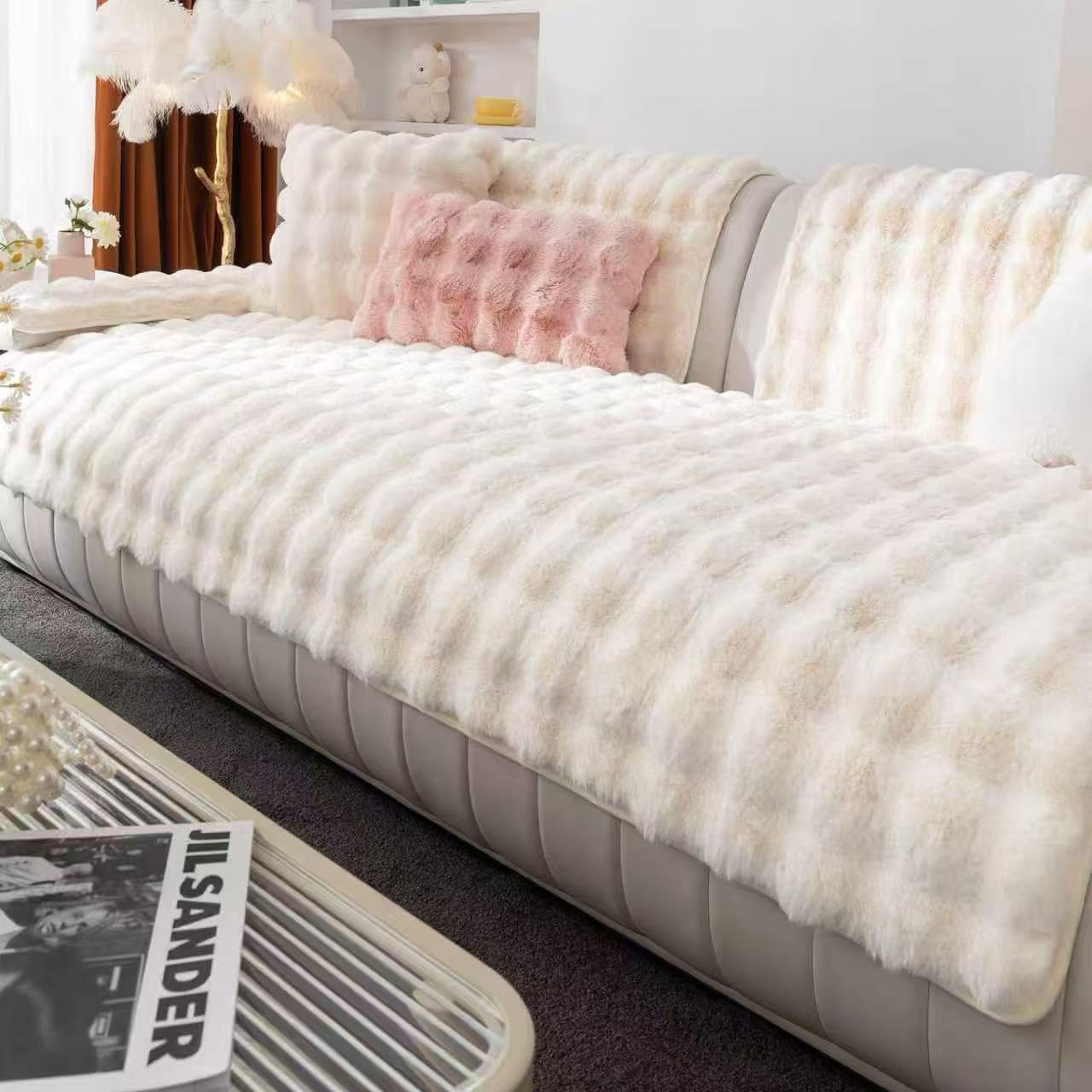 Plush Faux Fur Sofa Cover