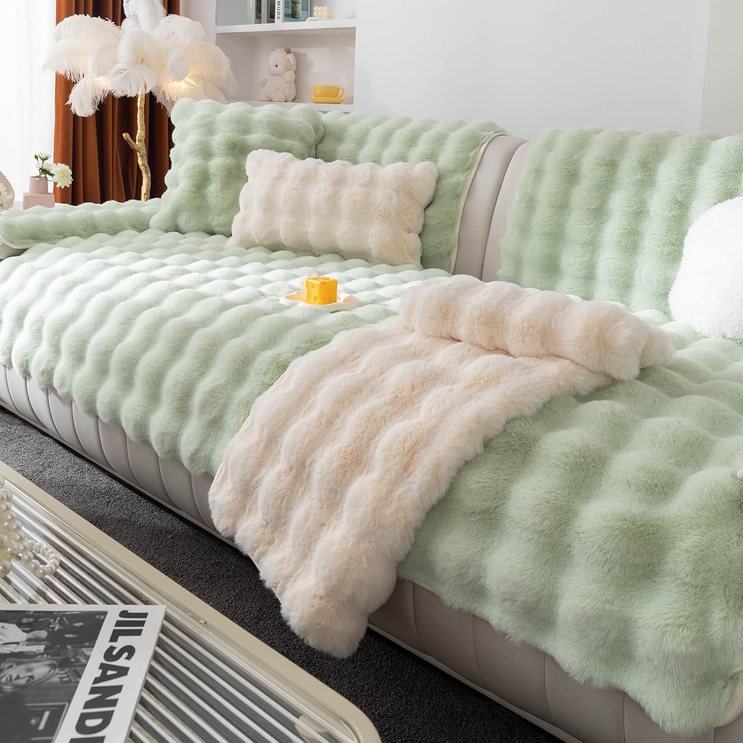 Plush Faux Fur Sofa Cover