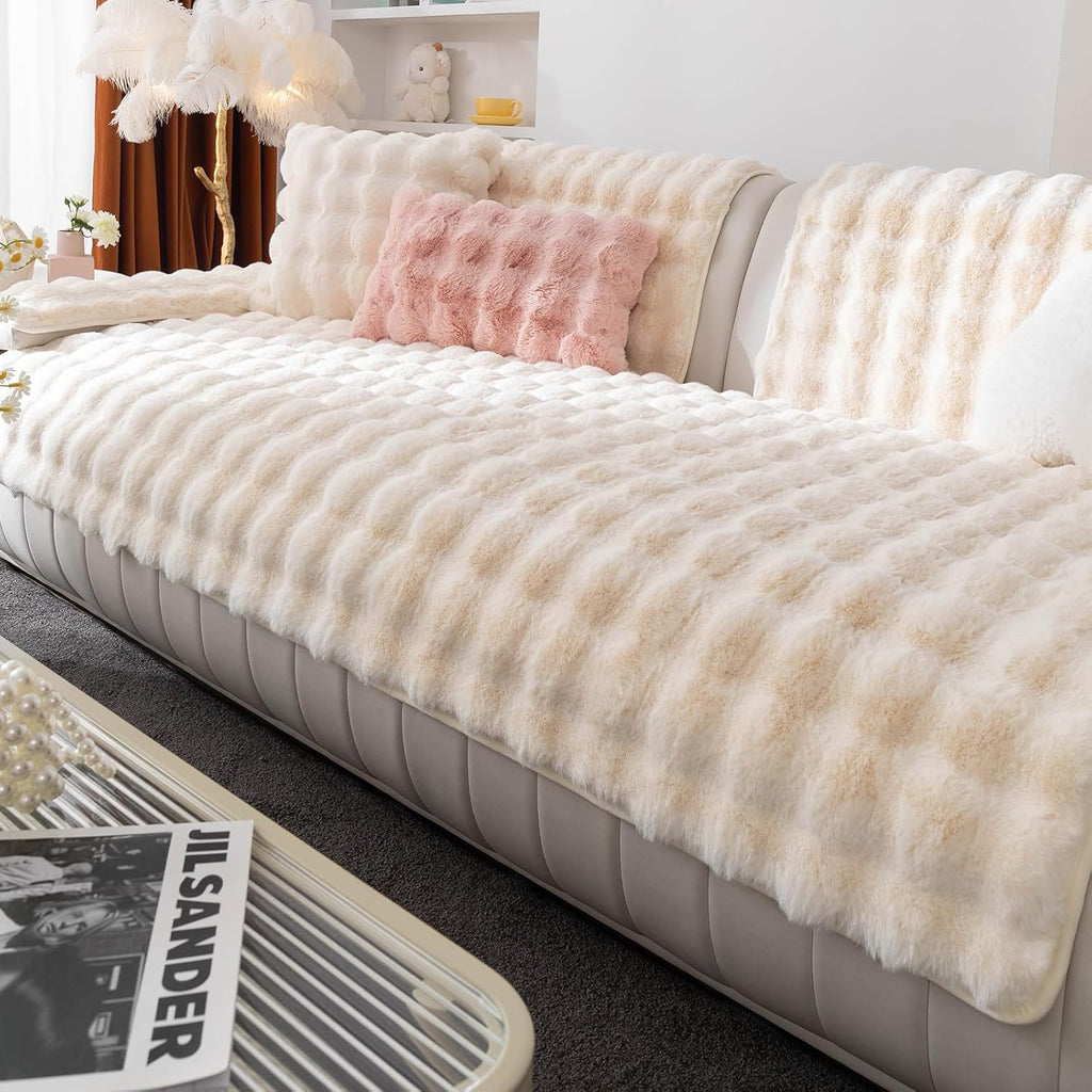 Plush Faux Fur Sofa Cover