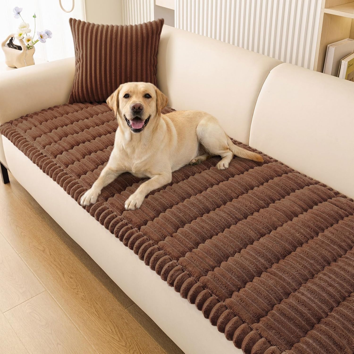 Smiry Couch Cover for Dogs, Non Slip Washable Sofa Protector for Pets, Soft Furniture Cover for Pet, Stylish Sofa Covers, Cozy Protect Against Fur, Dirt & Everyday Messes (Dark Grey, 27.6" x 59")