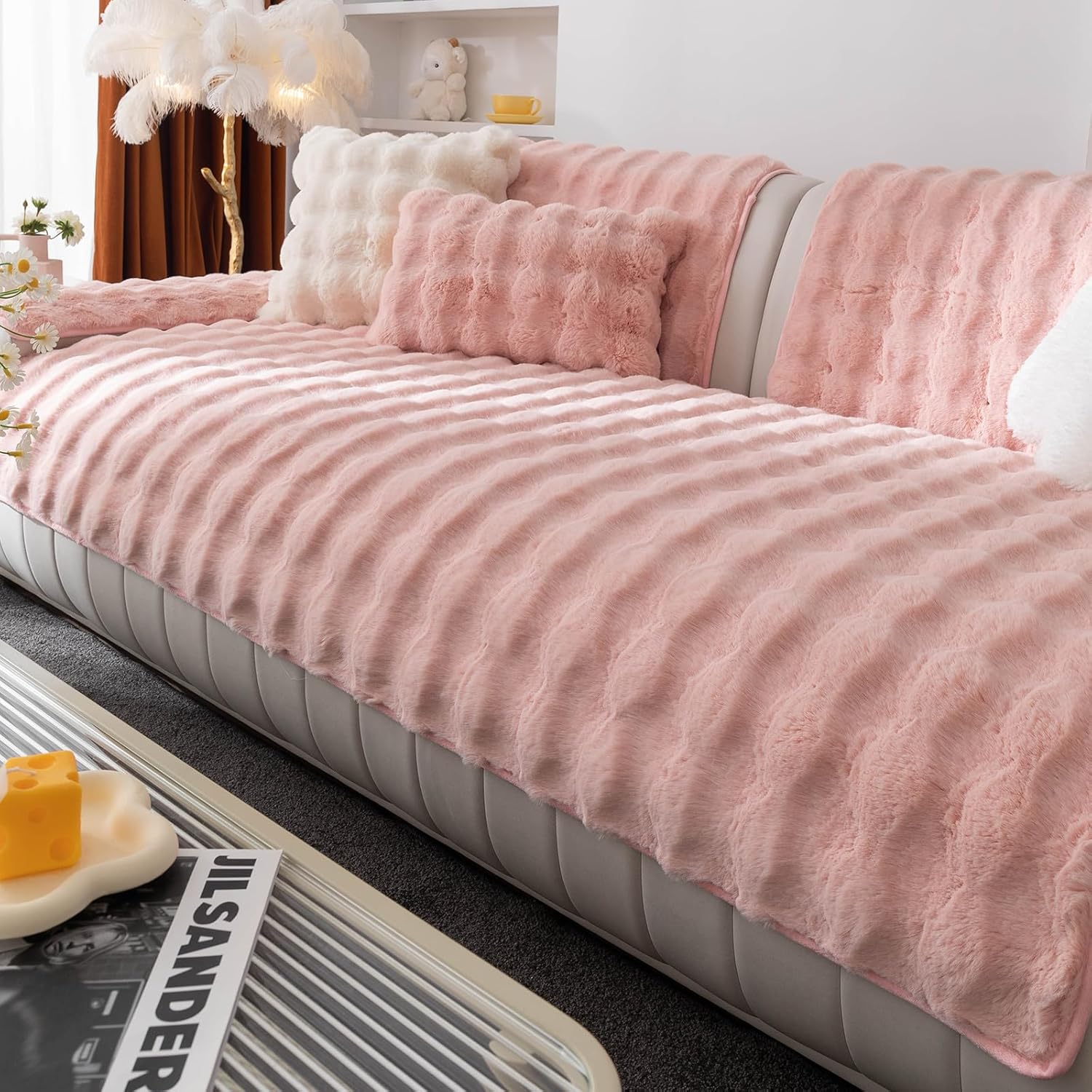 Plush Faux Fur Sofa Cover