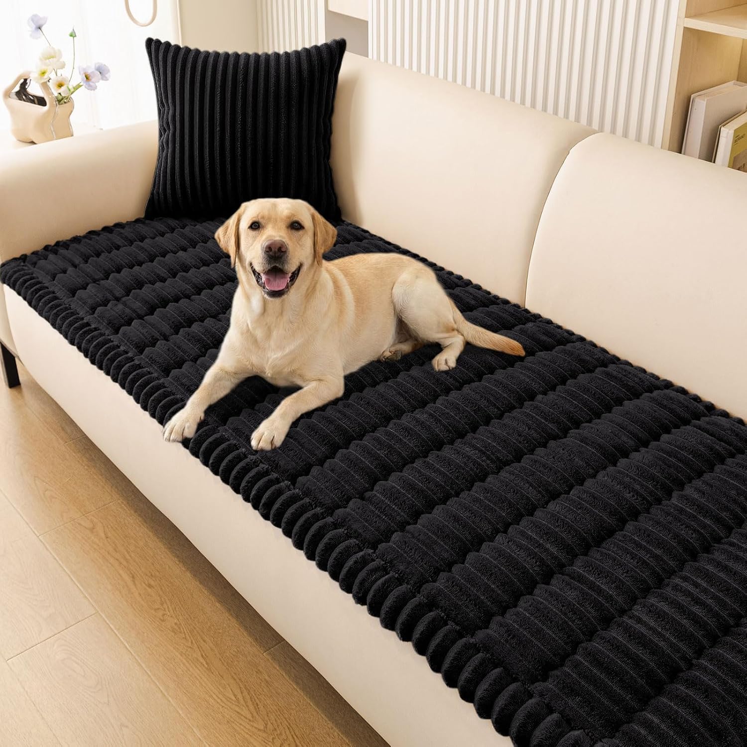 Smiry Couch Cover for Dogs, Non Slip Washable Sofa Protector for Pets, Soft Furniture Cover for Pet, Stylish Sofa Covers, Cozy Protect Against Fur, Dirt & Everyday Messes (Dark Grey, 27.6" x 59")