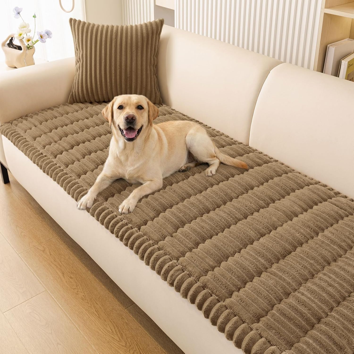 Smiry Couch Cover for Dogs, Non Slip Washable Sofa Protector for Pets, Soft Furniture Cover for Pet, Stylish Sofa Covers, Cozy Protect Against Fur, Dirt & Everyday Messes (Dark Grey, 27.6" x 59")